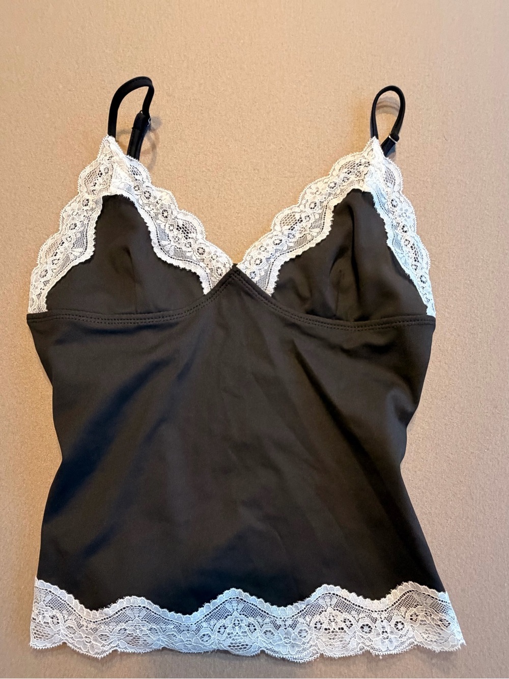 Black Lace Trim Camisole Tank Top